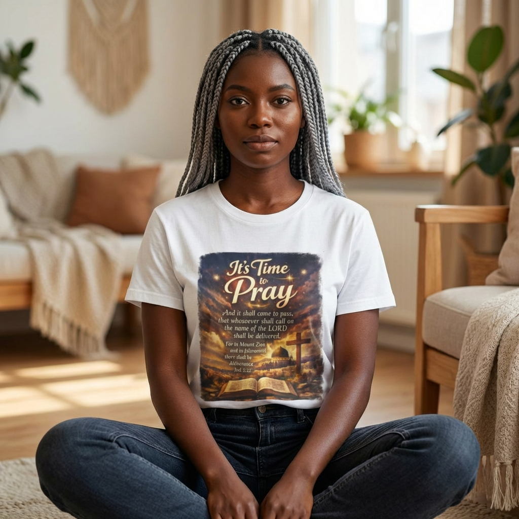 Prayer T-Shirt — "It's Time to Pray" Christian Faith Tee with Scripture Design